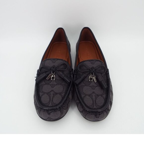 COACH Moira Black Coal Signature Jacquard Loafers Size 7B - Picture 4 of 14